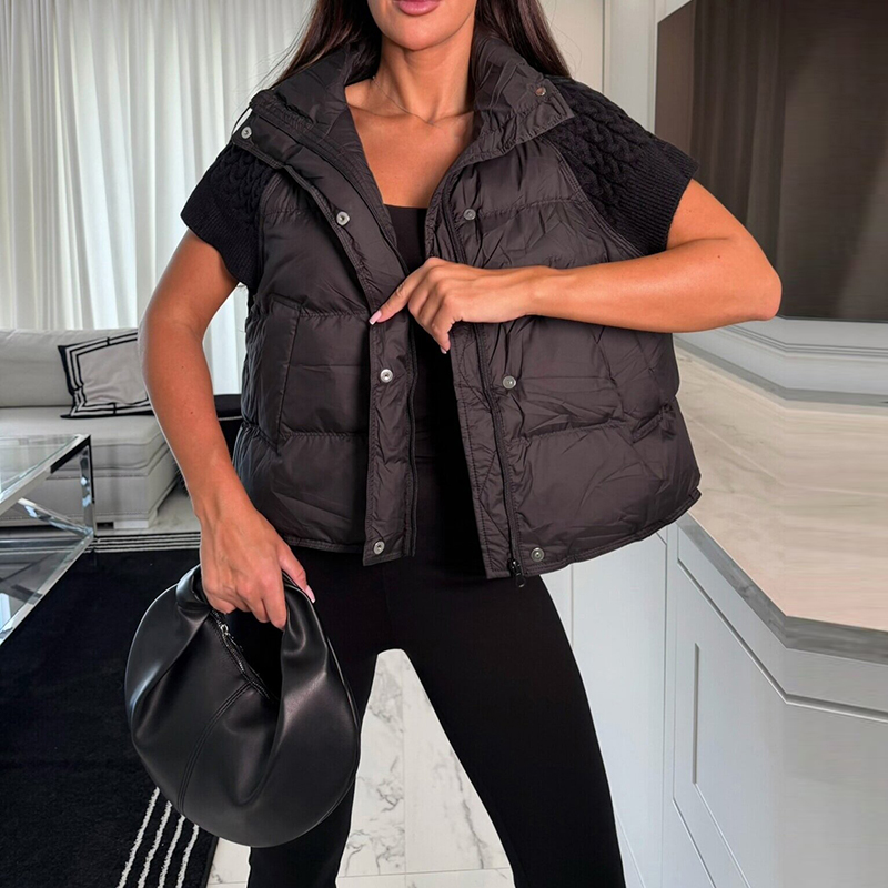 Women's Chic Cropped Puffer Ve - Padded Vest Gilet recension och pris