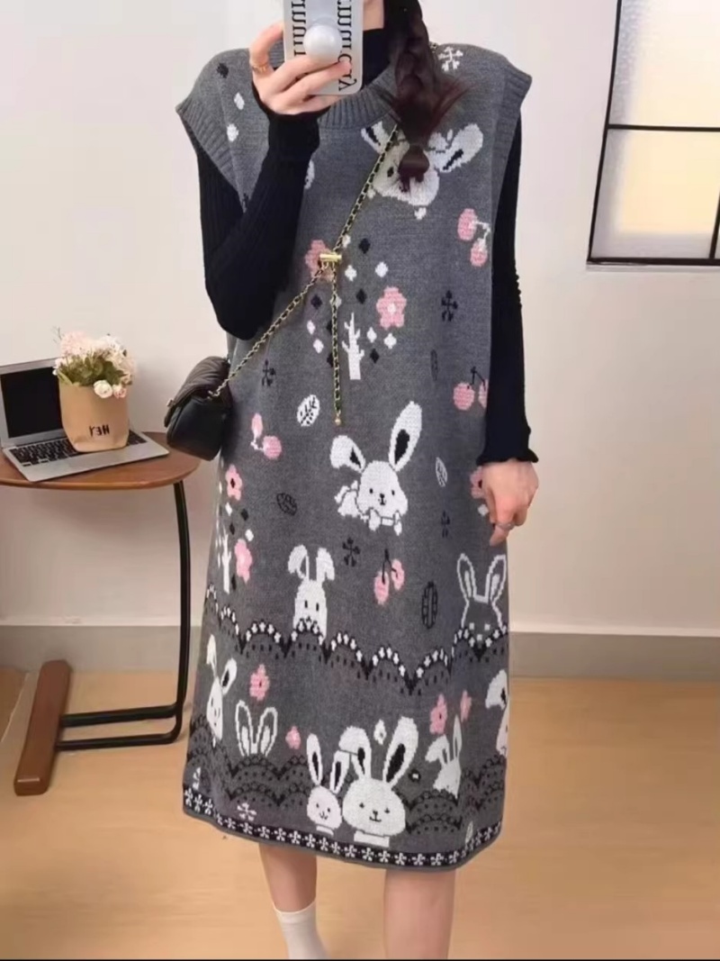 Lazy Cartoon Sweater Vest Dres - Winter Clothing Trends 2025 Women'S recension och pris