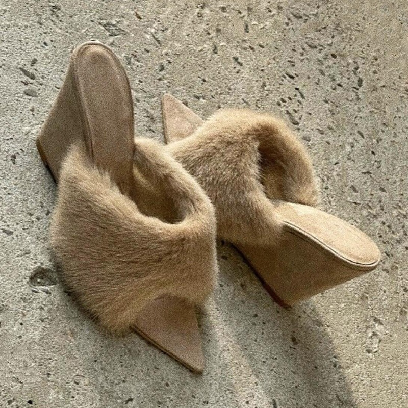 Fluffy Women Slippers Wedges P - Winter Clothing Clearance Sale recension och pris