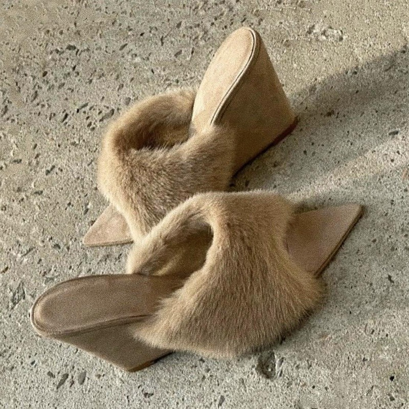 Fluffy Women Slippers Wedges P - Winter Clothing Clearance Sale recension och pris