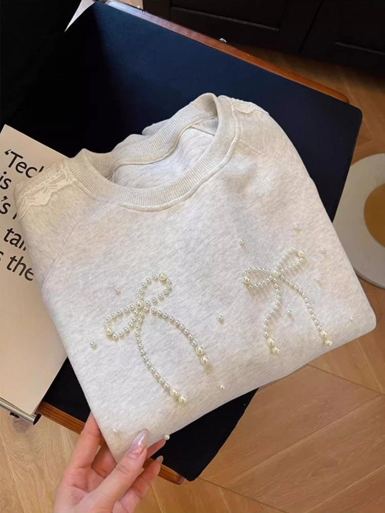Round Neck Pearl Women's Sweat - Winter Clothing Trends 2025 Women'S recension och pris